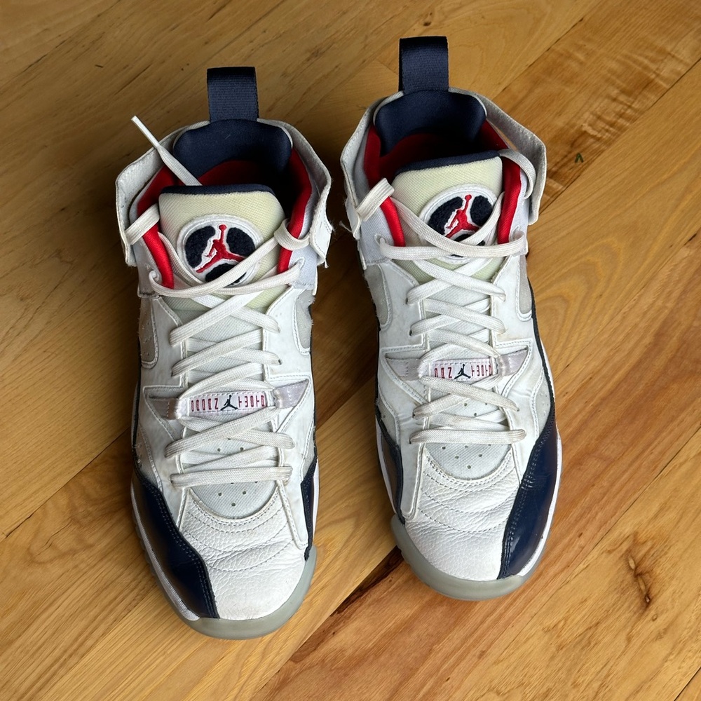 Men’s Jordan Olympic Jumpman Two Trey Nike Red and Navy Sneakers